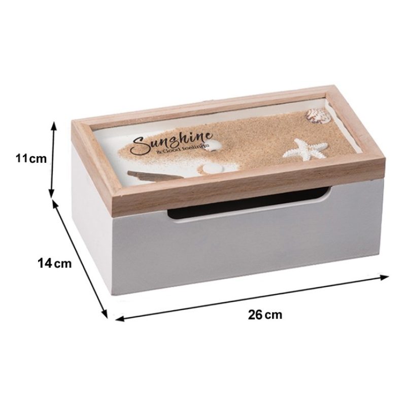 Hongu Scatola porta bustine the infusi in legno tema marino cofanet...