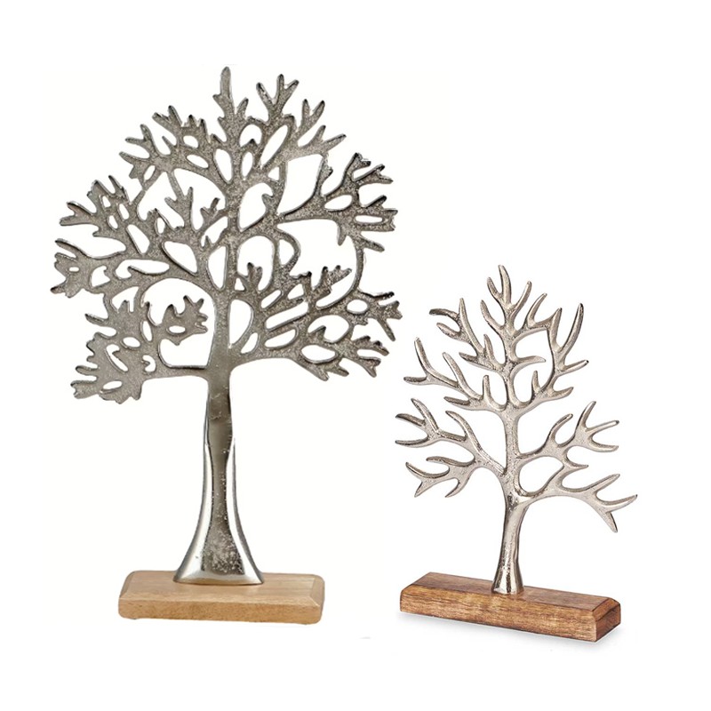 Complemento d'arredo soprammobile albero della vita Metallo base in legno casa