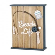 Cassetta portachiavi shabby da parete in legno porta chiavi 6 posti con chiusura
