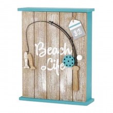 Cassetta portachiavi shabby da parete in legno porta chiavi 6 posti con chiusura