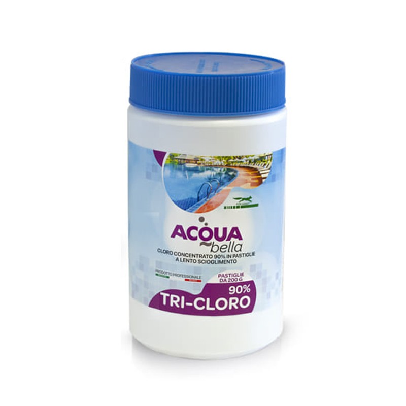 Cloro 90% in Pastiglie da 200gr Tricloro Lento Pulizia Acqua