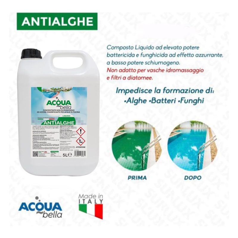 Acqua Bella Antialghe Concentrato Non Schiumogeno Alghicida Piscina...