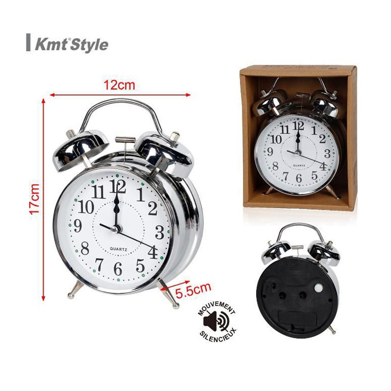 Kmt Style Orologio Da Tavolo Sveglia Meccanica Doppia Campana Retrò...