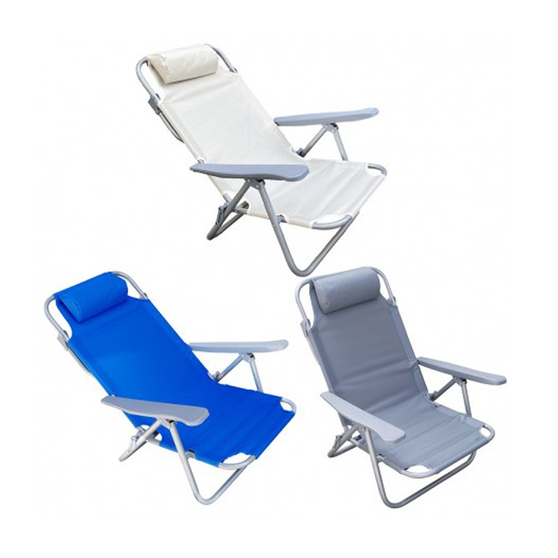 Sedia sdraio per spiaggia giardino pieghevole multiposizione reclinabile cuscino