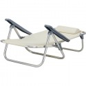 Sedia sdraio per spiaggia giardino pieghevole multiposizione reclinabile cuscino