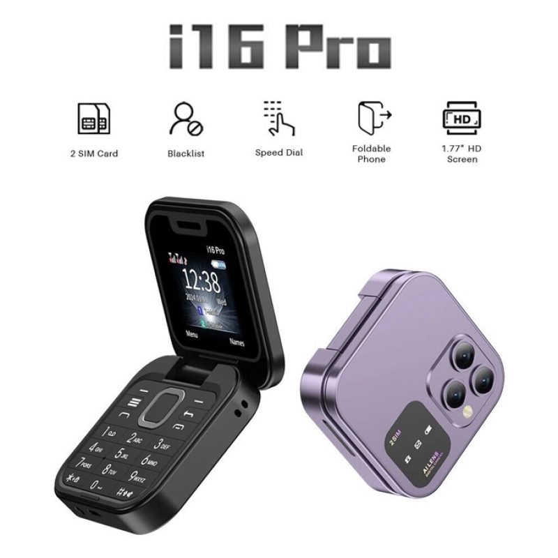 Hongu Mini telefono cellulare flip i16PRO Tastiera GSM 1.77" DUAL S...