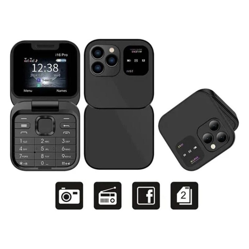Hongu Mini telefono cellulare flip i16PRO Tastiera GSM 1.77" DUAL S...