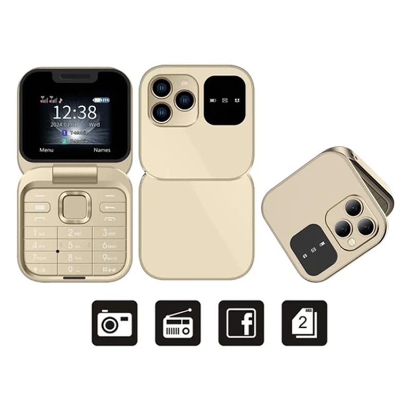 Hongu Mini telefono cellulare flip i16PRO Tastiera GSM 1.77" DUAL S...