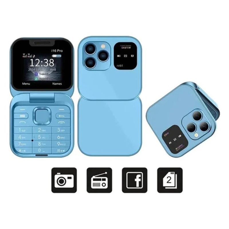 Hongu Mini telefono cellulare flip i16PRO Tastiera GSM 1.77" DUAL S...