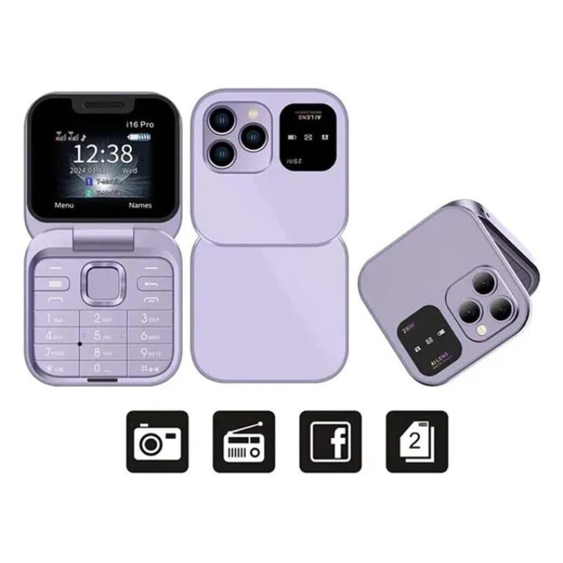 Hongu Mini telefono cellulare flip i16PRO Tastiera GSM 1.77" DUAL S...