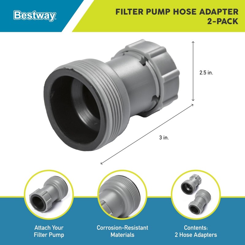 Bestway Bestway 2x Adattatore tubo pompa filtro da 38 mm Collegamen...