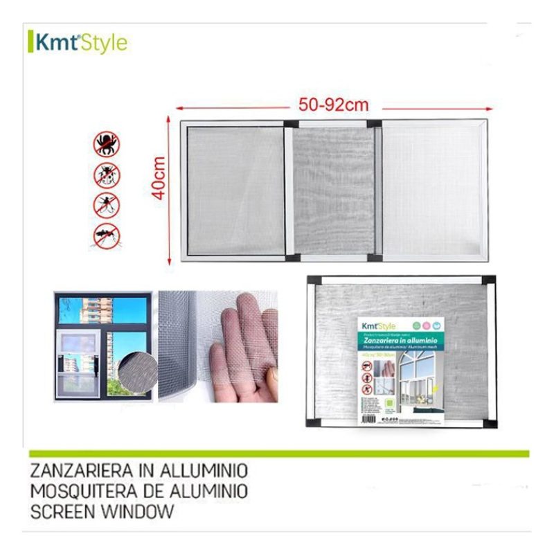 Zanzariera estensibile pannello telaio in alluminio 40x50-92 cm ins...