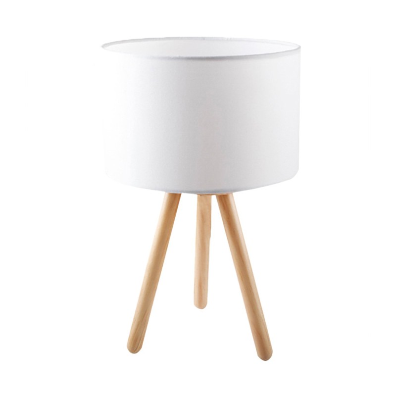 Lampada da Tavolo lume Comodino tre piedi in Legno Abatjour paralume E27