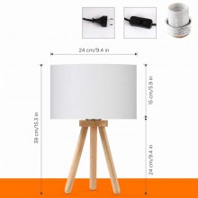 Lampada da Tavolo lume Comodino tre piedi in Legno Abatjour paralume E27