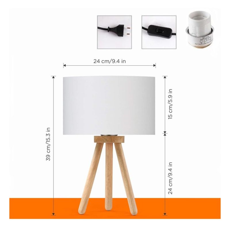 Kmt Style Lampada da Tavolo lume Comodino tre piedi in Legno Abatjo...