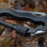 Moschettone sport multifunzione sega coltello lama acciaio inox cacciavite