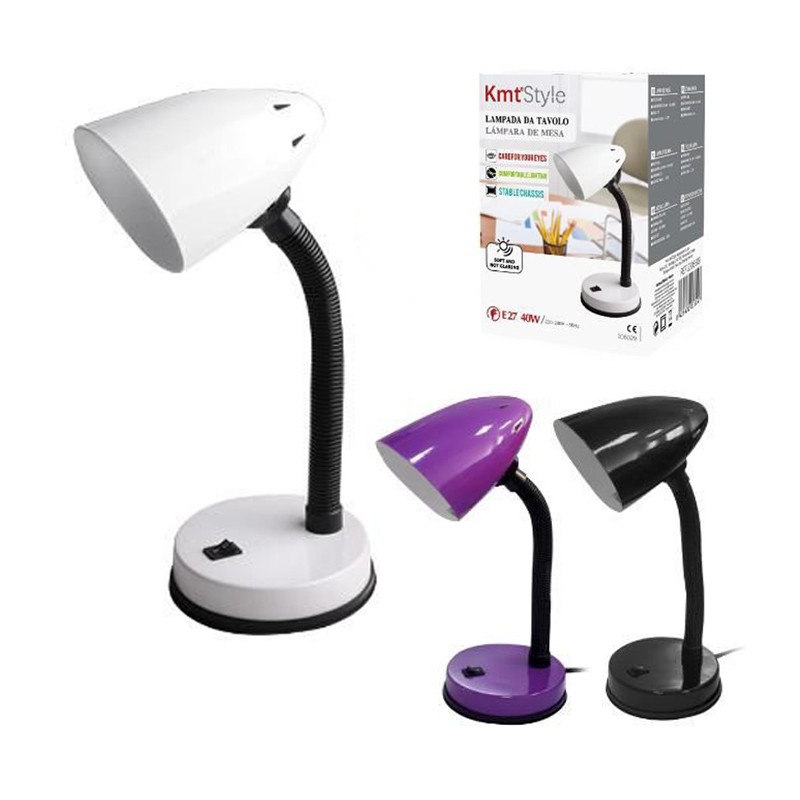Lampada Tavolo Scrivania Inclinabile flessibile in metallo Luce E27 Moderna 40W