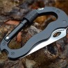 Moschettone sport multifunzione sega coltello lama acciaio inox cacciavite