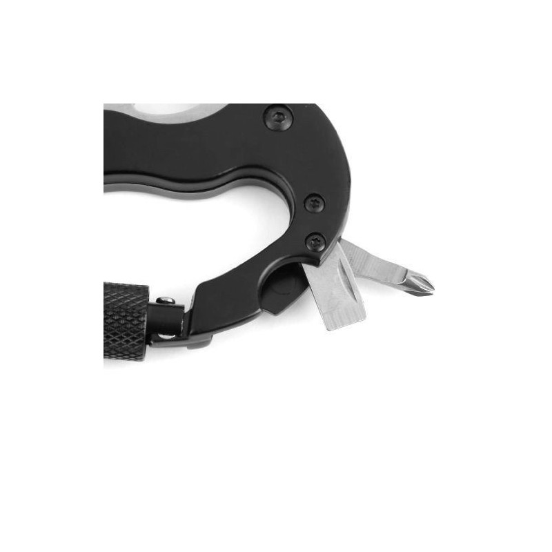 Moschettone sport multifunzione sega coltello lama acciaio inox cacciavite