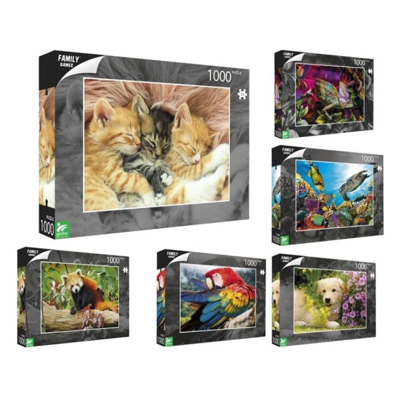Globo Puzzle 1000 Pezzi animali cuccioli 68x48 cm Alta Qualità asso...