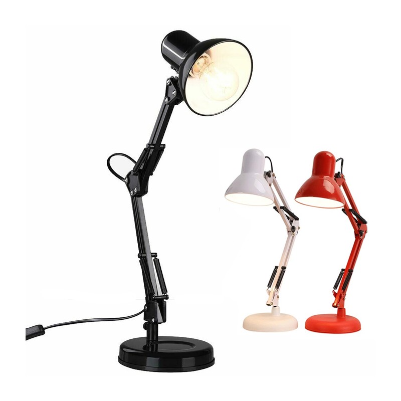 Lampada Tavolo Scrivania Inclinabile Girevole in metallo Luce E27 Moderna 59cm