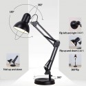 Lampada Tavolo Scrivania Inclinabile Girevole in metallo Luce E27 Moderna 59cm