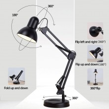 Lampada Tavolo Scrivania Inclinabile Girevole in metallo Luce E27 Moderna 59cm