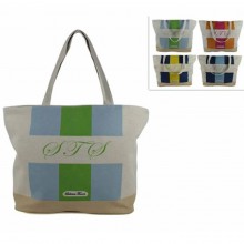 Borsa Da Mare Grande in polycotton a righe Da Spiaggia piscina Con Manici