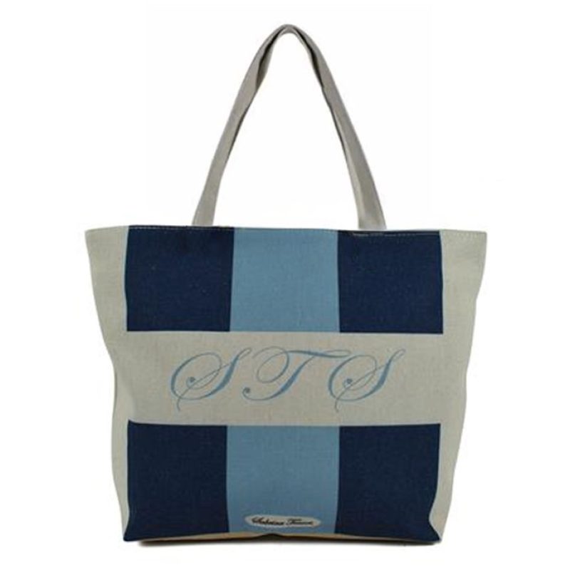Due Esse Borsa Da Mare Grande in polycotton a righe Da Spiaggia pis...