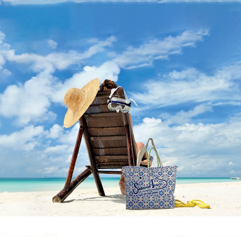 Due Esse Borsa Mare Donna Fantasia Grande con Zip Cerniera Doppio M...
