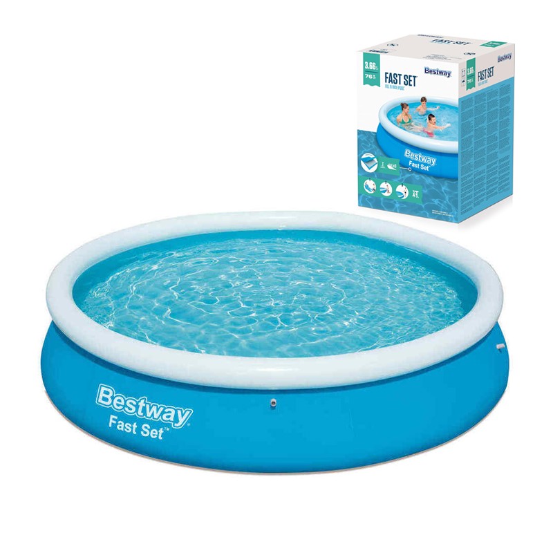 Bestway Piscina Gonfiabile Rotonda giardino fuori terra Fast Set 366x76 cm 57273