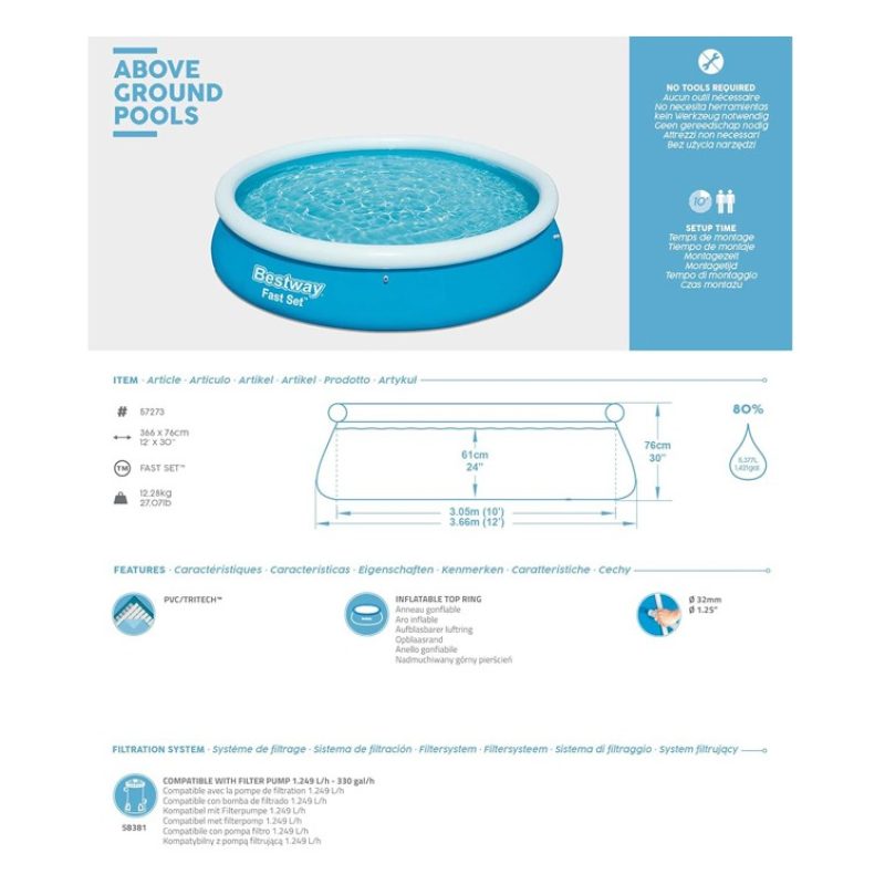 Bestway Bestway Piscina Gonfiabile Rotonda giardino fuori terra Fas...
