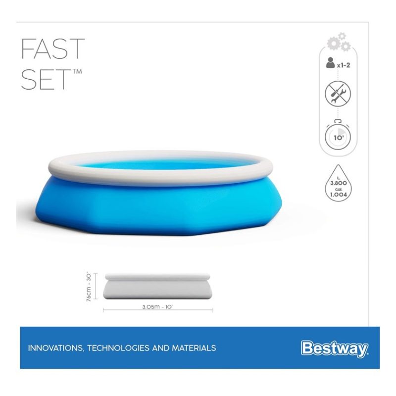 Bestway Piscina Fast Set Autoportante Tonda Bambini Giardino Estate...