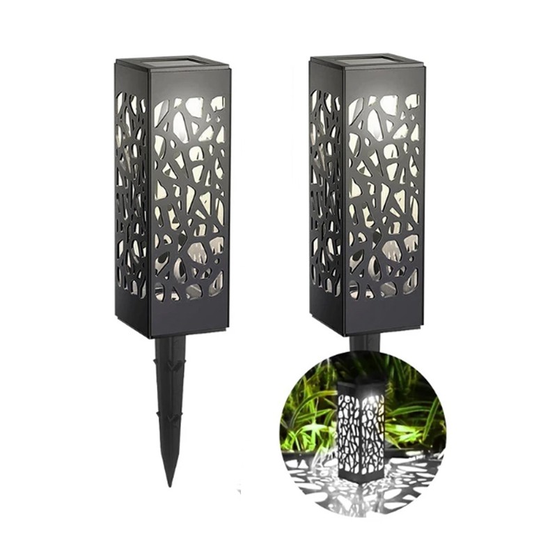 Lampioncino solare led lampada 2pz da esterno giardino con picchetto Segnapasso