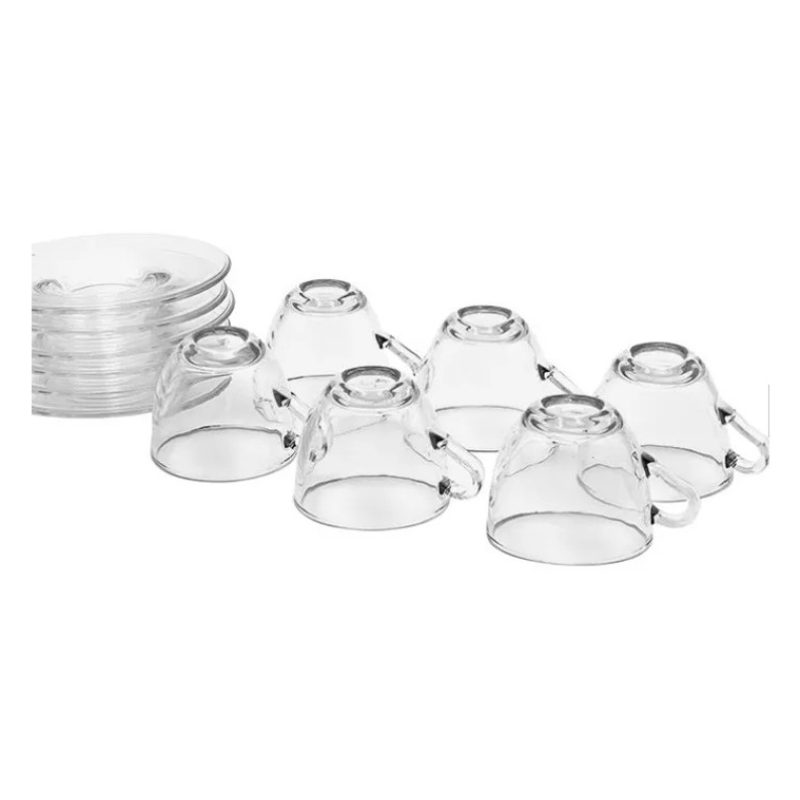 Cerve Set 12 Tazze Tazzine caffe in vetro trasparente senza piatto ...