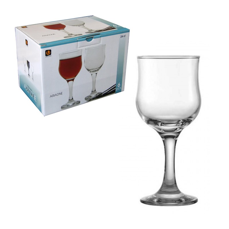 Set 6 calici in vetro trasparente da 24 cl Bevande Acqua vino rosso bicchieri