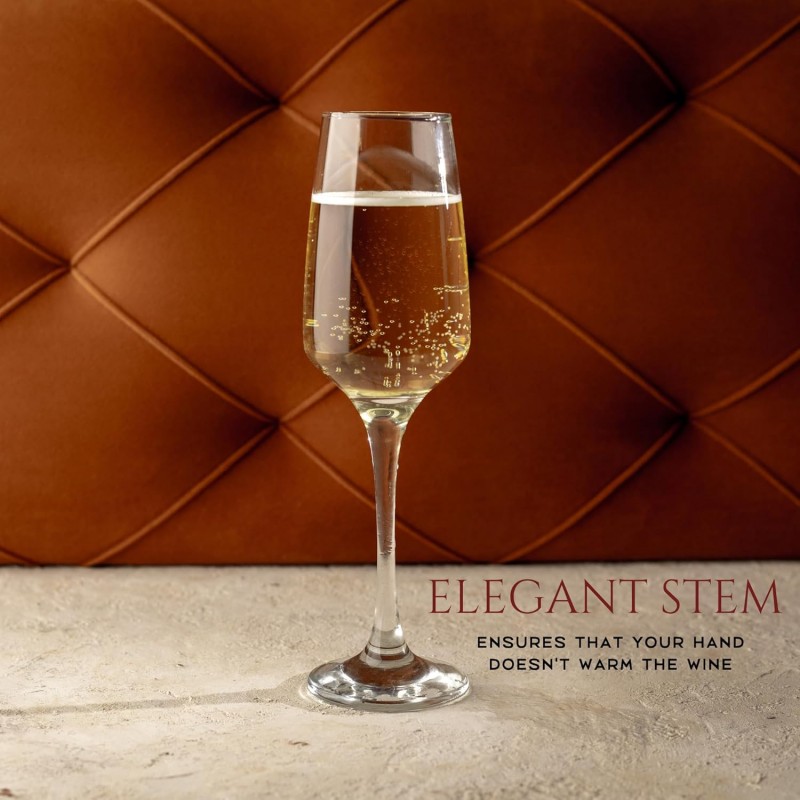 Gicos Set di 6 bicchieri flute calici in vetro trasparente da 23 cl...