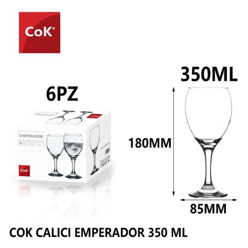 Cok Bicchieri Calice Vino Rosso Bianco Set da 6, 350 ml degustazion...
