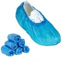 100 pezzi Copriscarpe monouso sovrascarpe PE Calzari elastico blu usa e getta