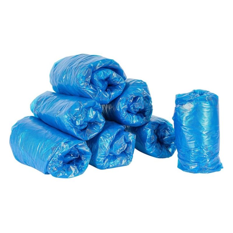 100 pezzi Copriscarpe monouso sovrascarpe PE Calzari elastico blu u...