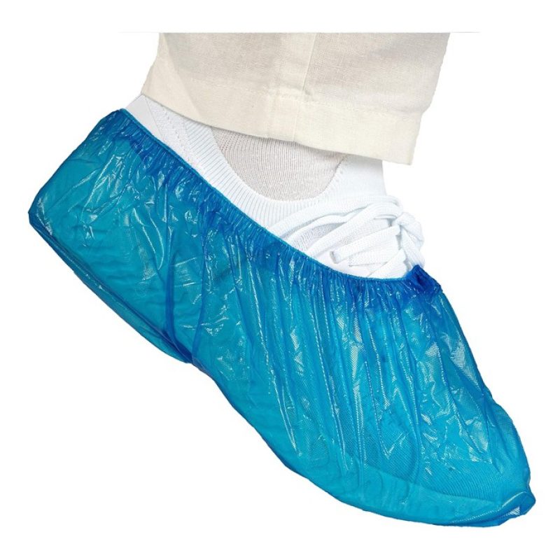 100 pezzi Copriscarpe monouso sovrascarpe PE Calzari elastico blu u...