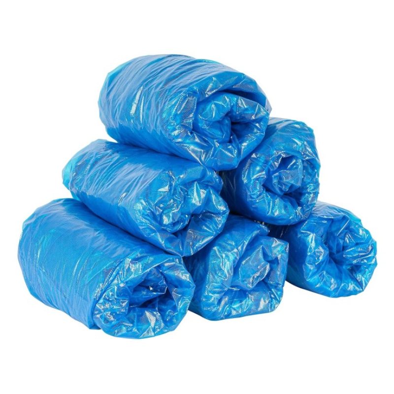 100 pezzi Copriscarpe monouso sovrascarpe PE Calzari elastico blu u...