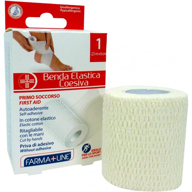 2x Benda Elastica Coesiva autoaderente 2,5m x 6cm per fasciature pronto soccorso