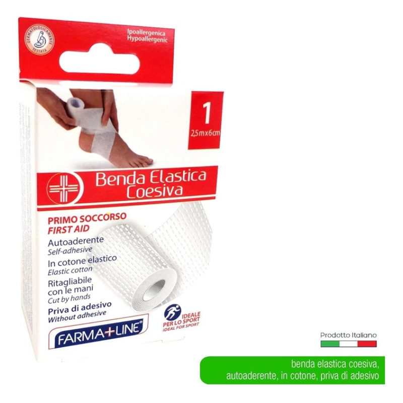 Farma+Line 2x Benda Elastica Coesiva autoaderente 2,5m x 6cm per fa...