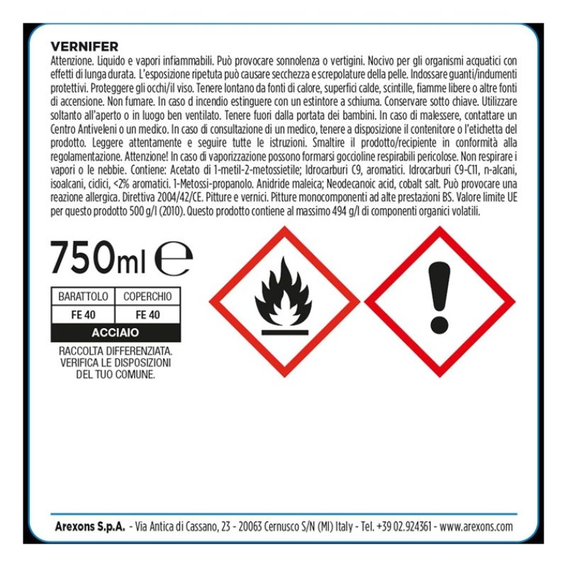 Arexons Vernice Gel 750ml con antiruggine pittura smalto VERNIFER A...