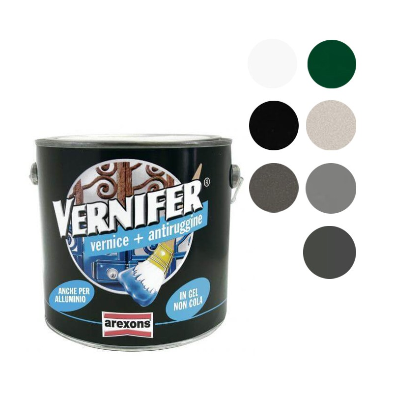 Vernice Gel 2 litri con antiruggine pittura smalto VERNIFER AREXONS colori vari