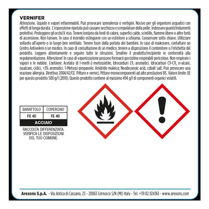 Arexons Vernice Gel 2 litri con antiruggine pittura smalto VERNIFER...