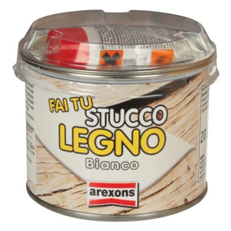 Arexons Stucco per legno colore bianco in pasta 200 gr carteggiabil...