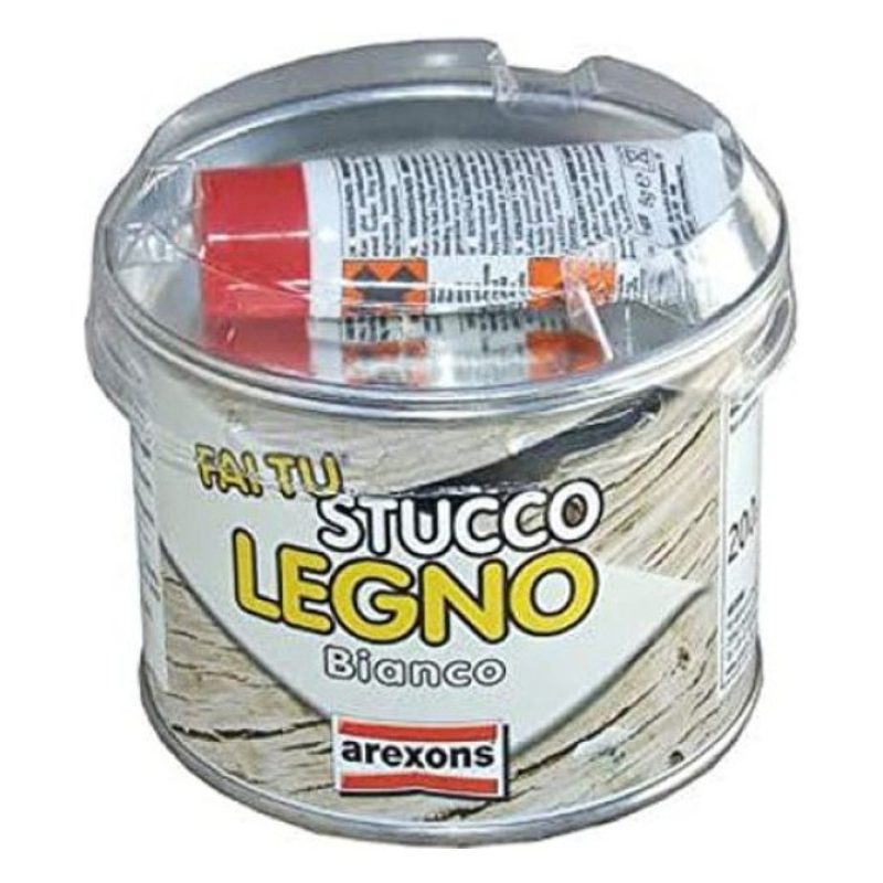 Arexons Stucco per legno colore bianco in pasta 200 gr carteggiabil...