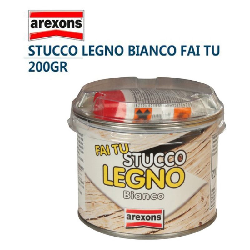 Arexons Stucco per legno colore bianco in pasta 200 gr carteggiabil...